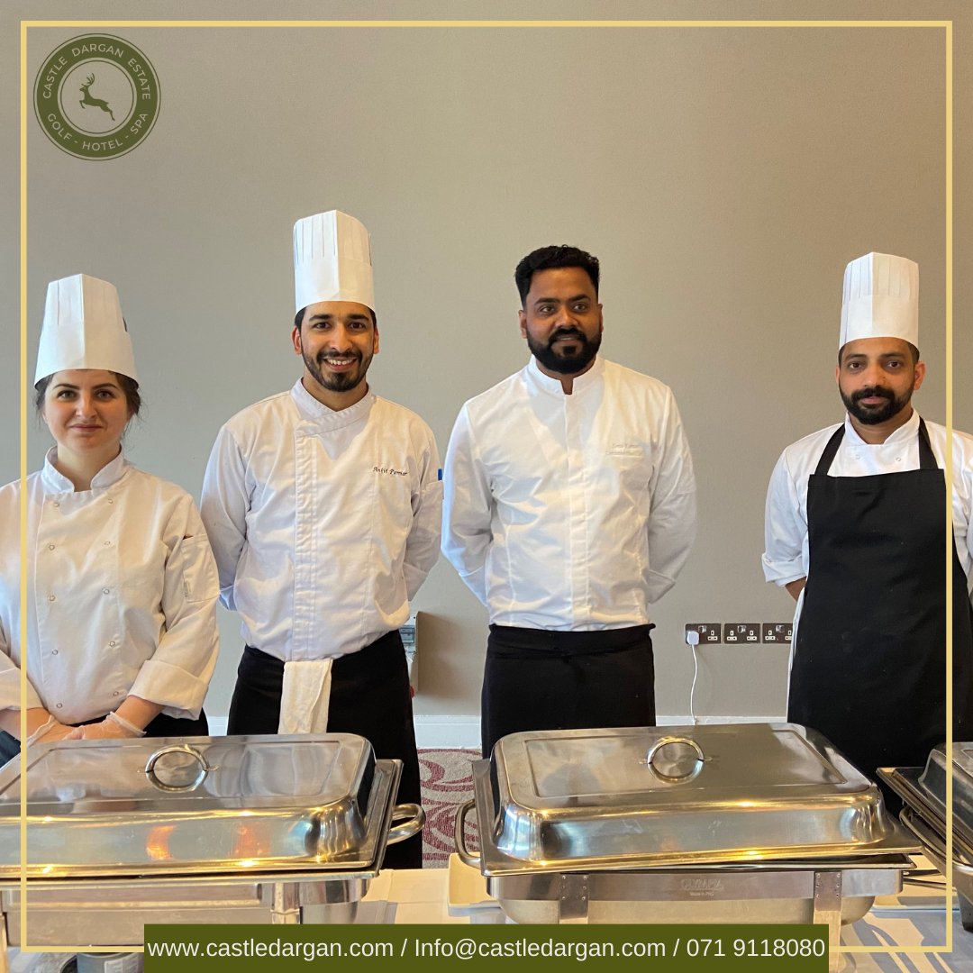 👩‍🍳👨‍🍳 From culinary masterpieces to delightful creations, this talented crew makes every meal unforgettable.  🍽️✨ 
From left to right - Daria, Ankit, Head chef- Sonu & Dijo. 

📧info@castledargan.com
📞0719118080
castledargan.com
#KitchenTeam #CulinaryHeroes #FoodMagic