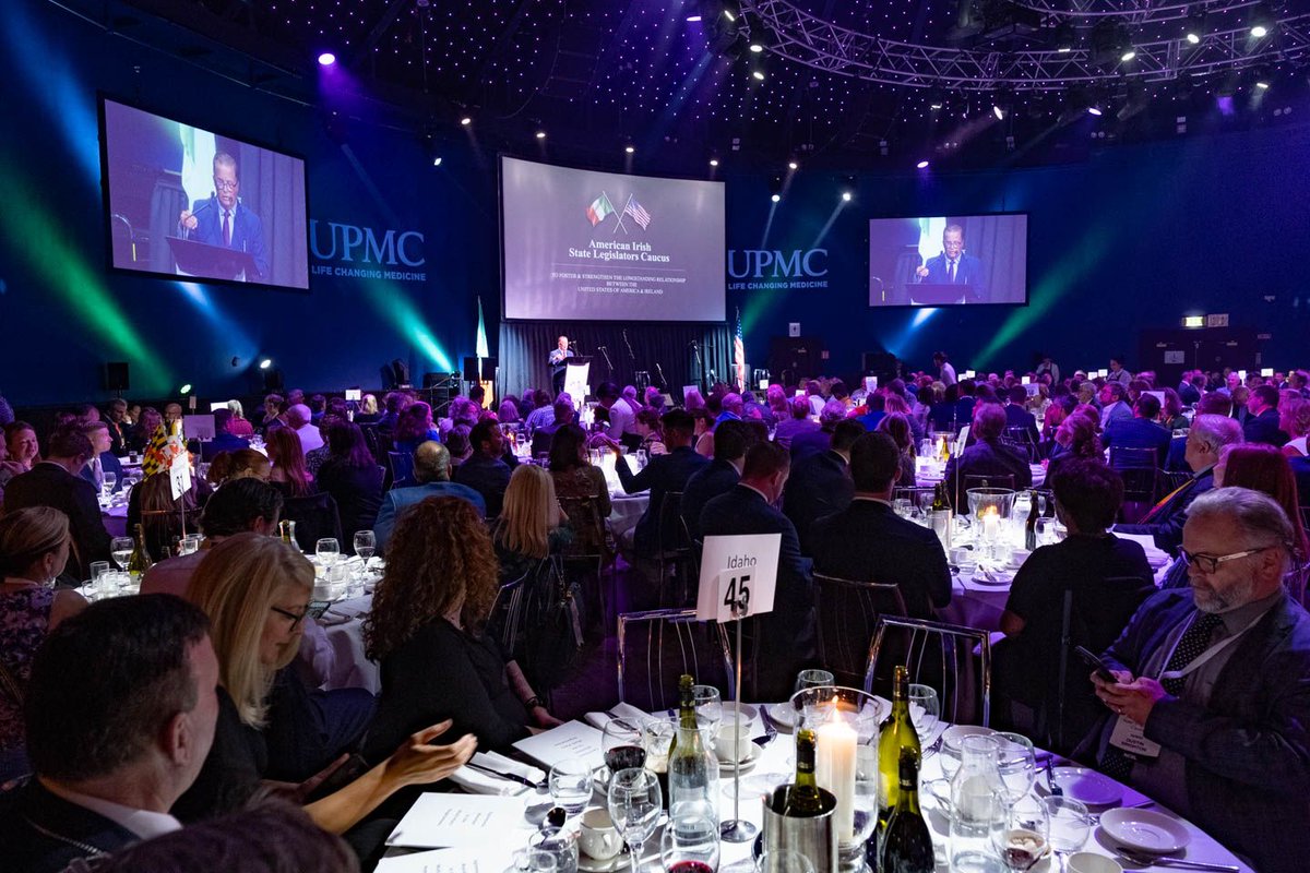 AmericanIrishSL's tweet photo. The @AmericanIrishSL dinner last week in The @MansionHouseDub celebrated the 25th anniversary of the Good Friday agreement &amp; the important role of US legislators.

#AISLC #AmericanIrish @NCSLorg https://t.co/ubF6cH9Ldx