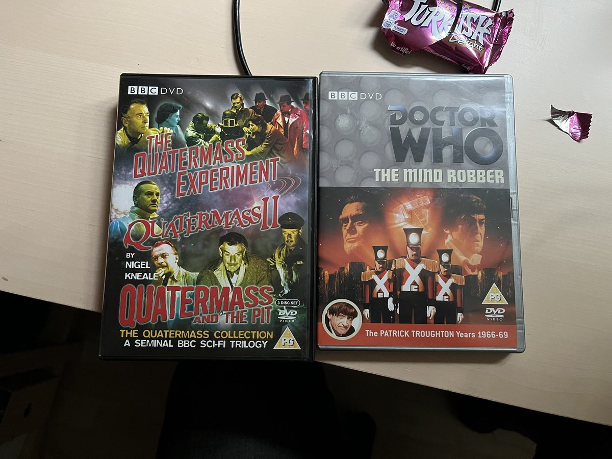 NottmTARDIS's tweet photo. Watching #DoctorWho &amp; Quatermass with lovely commentary from @HadokePodcasts. Fry’s Turkish Delight not included https://t.co/Jq2s37mzLl