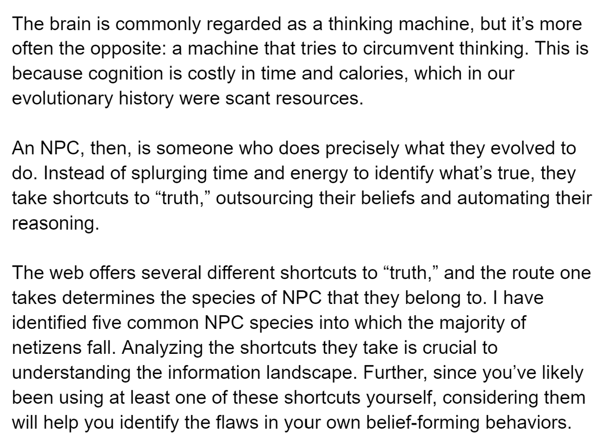 G_S_Bhogal's tweet photo. We tend to accuse other people of not thinking for themselves, but in fact, almost everyone is outsourcing their thinking to one of five things. What are these five things, and which of them are you outsourcing your thinking to?

My new article: https://t.co/LZ0n8MvPrz https://t.co/wBl9ApInur