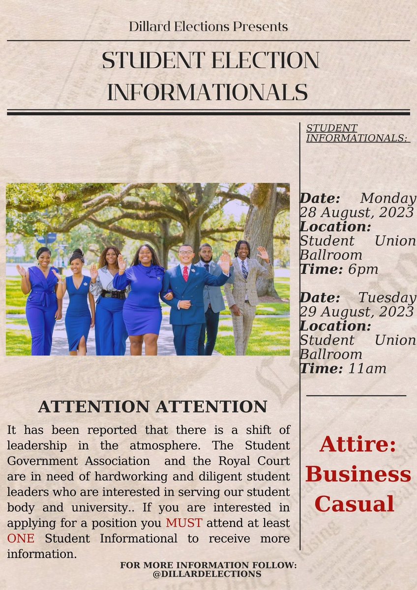 Dillard University SGA & Royal Court Elections tweet media