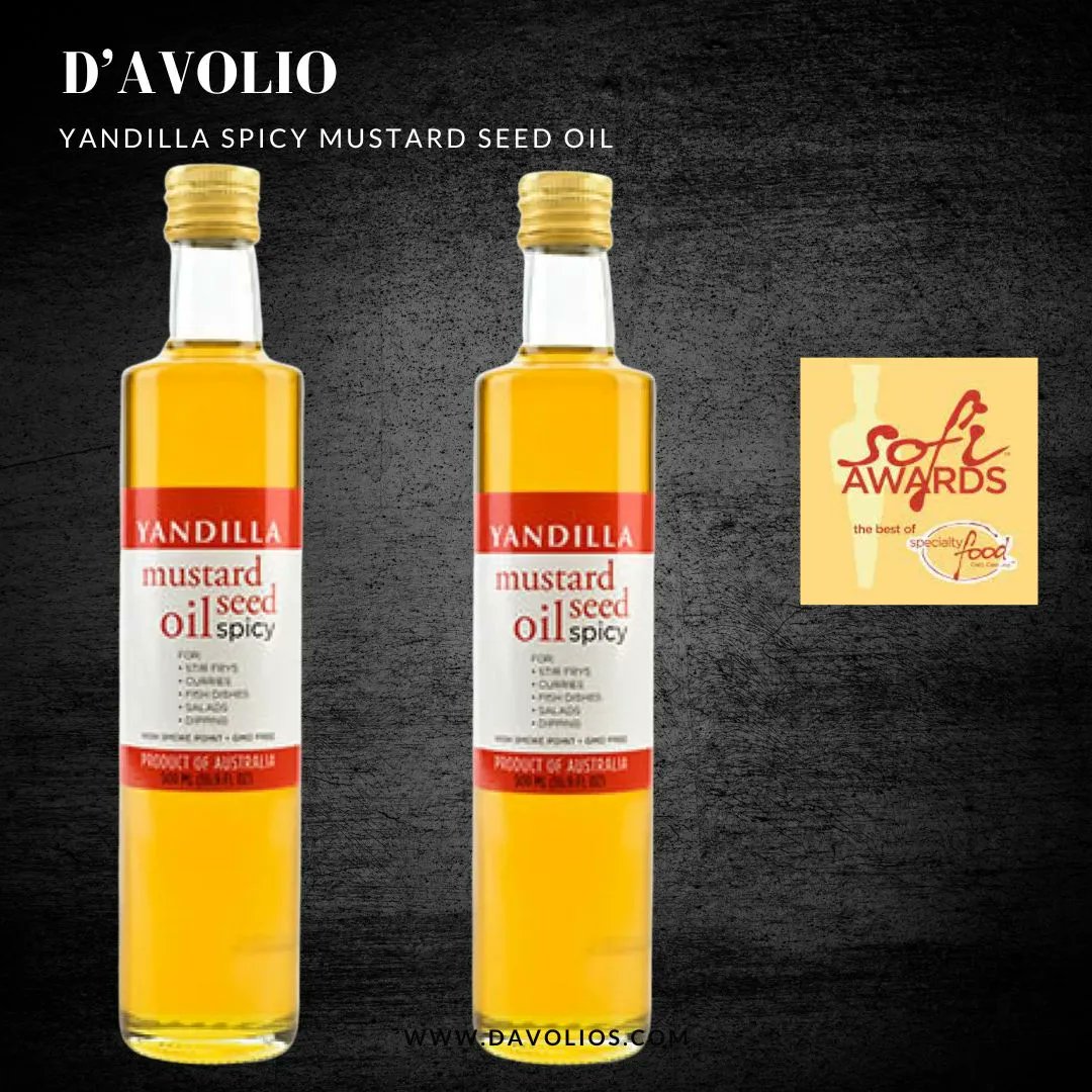 DAvolios's tweet photo. NEW PRODUCT ~ This literally unique product is the only food-grade mustard seed oil in the USA. Small-batch, cold-pressed Yandilla Mustard Seed Oil delivers the true essence of the mustard seed with its vibrant wasabi-like flavor and food-friendly kick. 

#davolio https://t.co/S2FAyVEMP3
