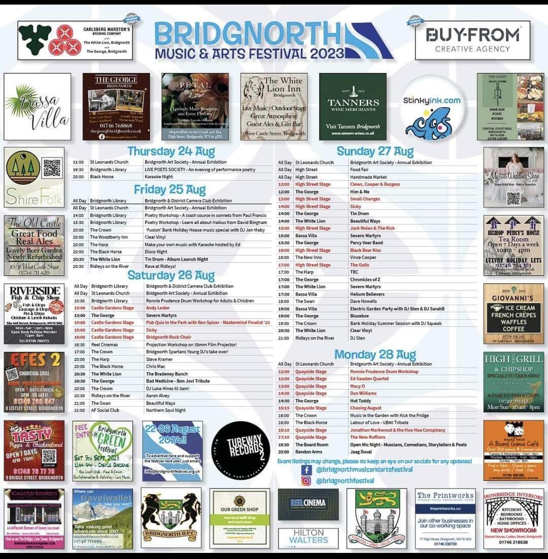 Tomorrow at 4pm at Bridgnorth Music and Arts Festival live Hoo-Hah!  😊 
@MichaelaWylde <a href="/lizziecrowdj/">Lizzie Crow</a> <a href="/SimoncBerry/">Simon Berry</a> <a href="/bbcintroducing/">BBC Music Introducing</a> <a href="/BBCLater/">Later...with Jools Holland on BBC Two</a> @BnorthFestival <a href="/BridgnorthInfo/">What'sOn Bridgnorth</a> <a href="/WhatsOnShrops/">Shropshire What's On</a> <a href="/jimallthetime/">Jim Hawkins (he/him) 🧡</a> <a href="/shropshirelive/">Shropshire Live</a>