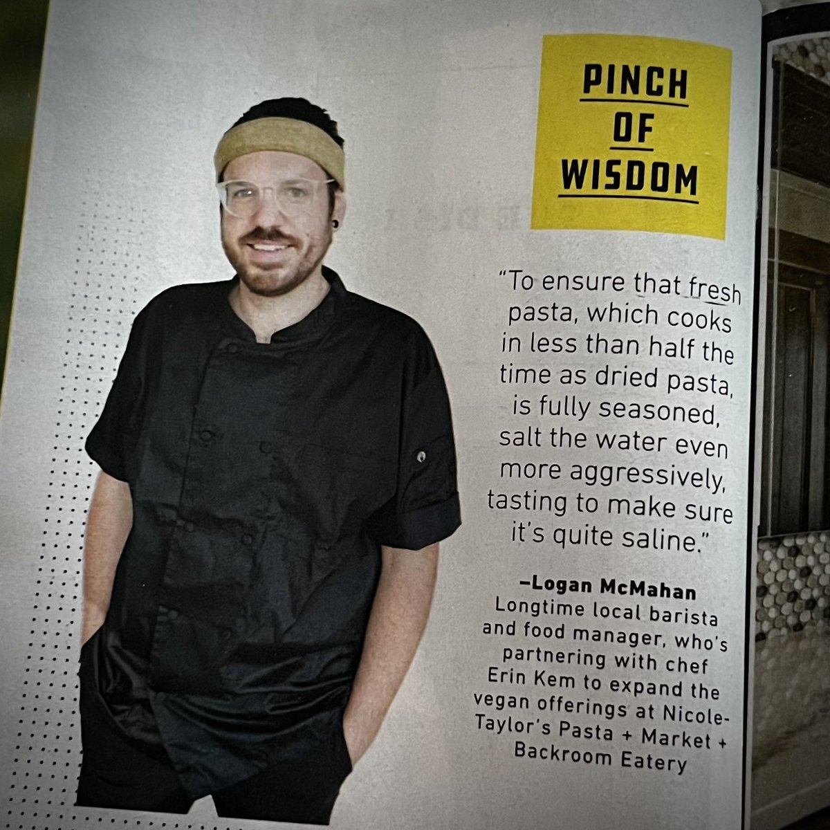 Get a pinch of wisdom from our chef and co-owner Logan McMahan. 👨🏻‍🍳✨

If you’re out and about today grab the latest issue of Indianapolis Monthly — “25 Best Restaurants” — and chalk up on your pasta cooking.