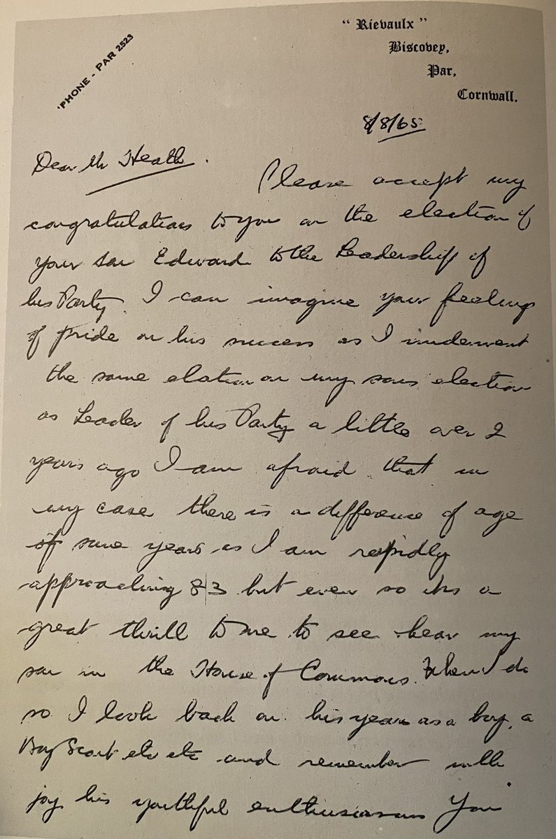 LeeDavidEvansUK's tweet image. Following Ted Heath’s election as Conservative Party leader, Herbert Wilson (Harold’s father) wrote a letter of congratulations to William Heath (Ted’s father).

A rather touching gesture from one proud parent to another.