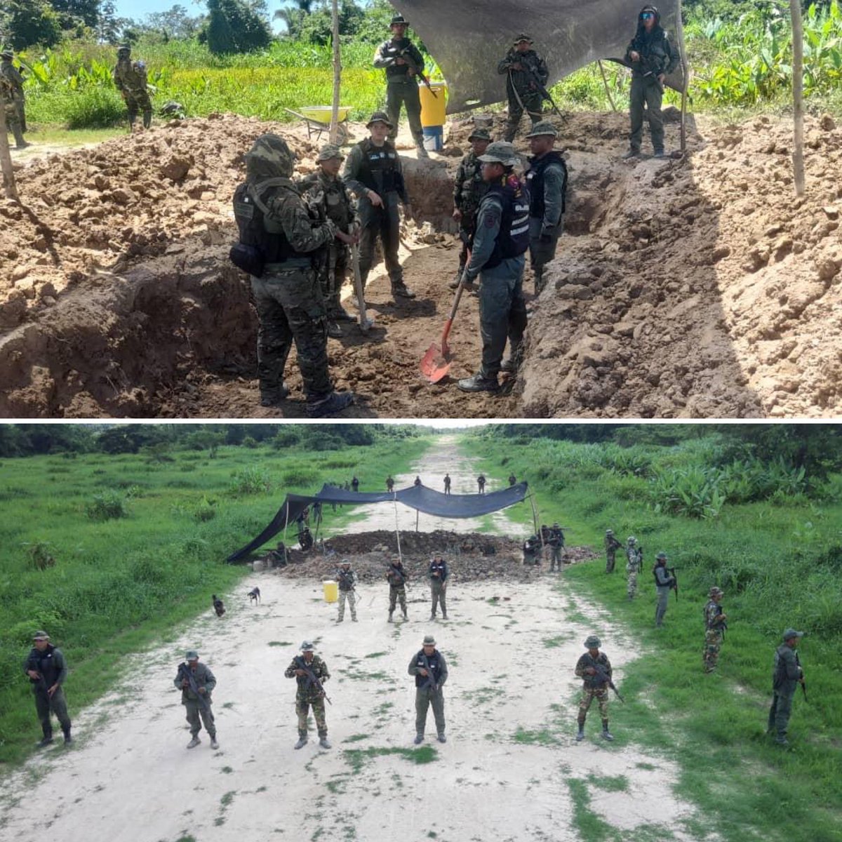 Durante el fin de semana #FANB inutiliza 2 aviones en el estado Bolívar y 4 pistas ilegales en el estado Zulia,  operados por grupos armados transfronterizos de delincuencia organizada asociados al narcotráfico y la minería ilegal. 
El Estado venezolano, en ejercicio de su