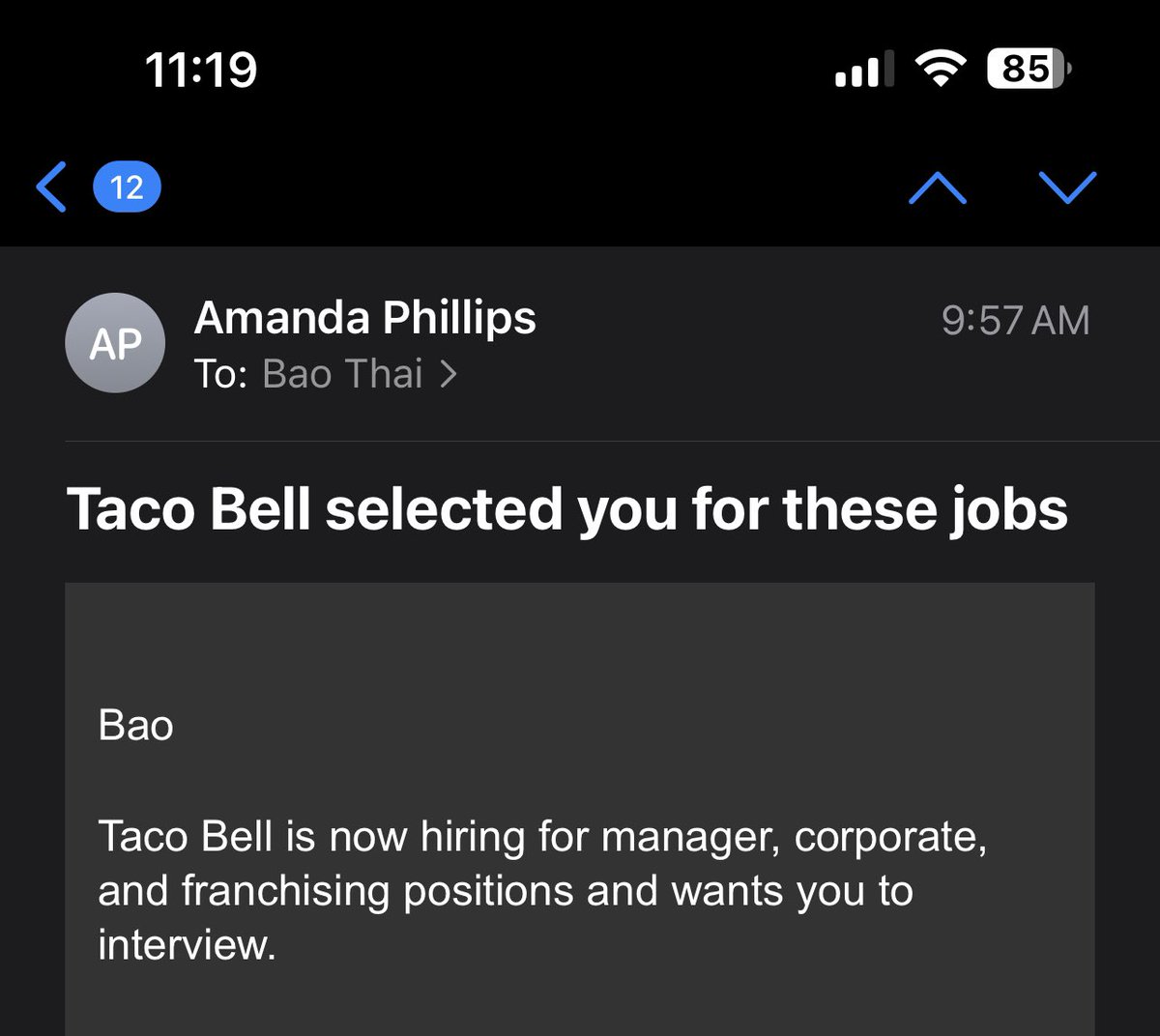 The validation I sought was in my junk Mail the entire time