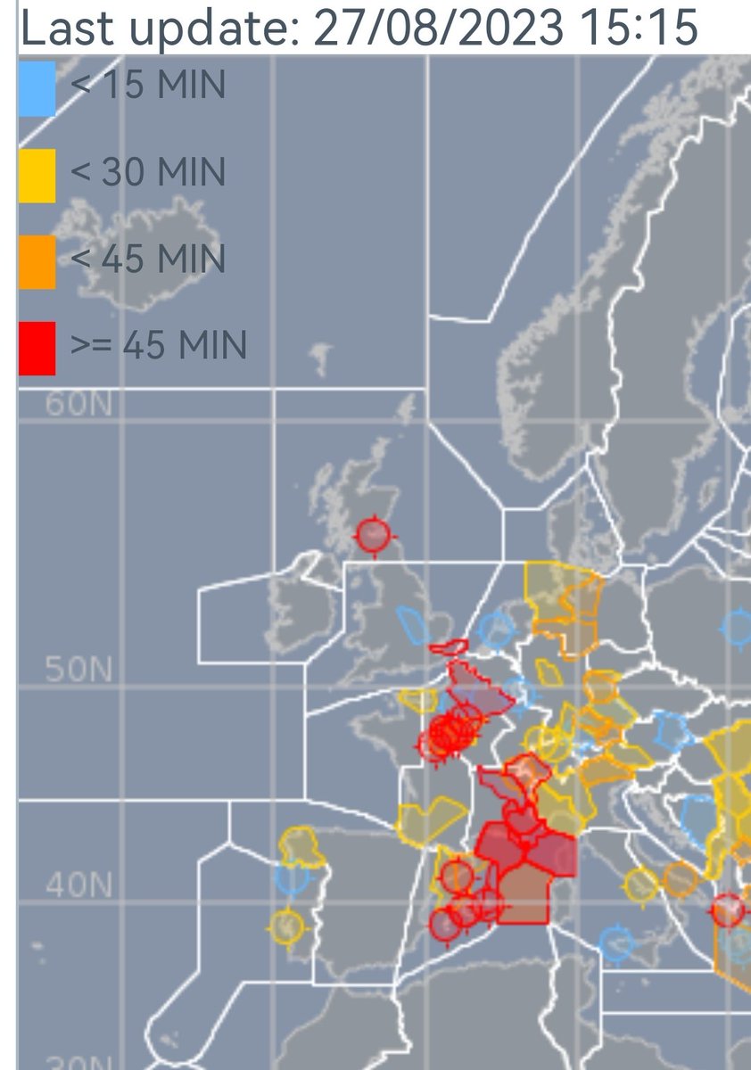 ⚠️Info Eurocontrol: Importantes demoras en los aeropuertos de #Baleares y #Barcelona.

⚠️A pesar de que ha mejorado la meteo, las demoras se arrastrarán prácticamente durante toda la tarde-noche. Mucha paciencia. #SafetyFirst