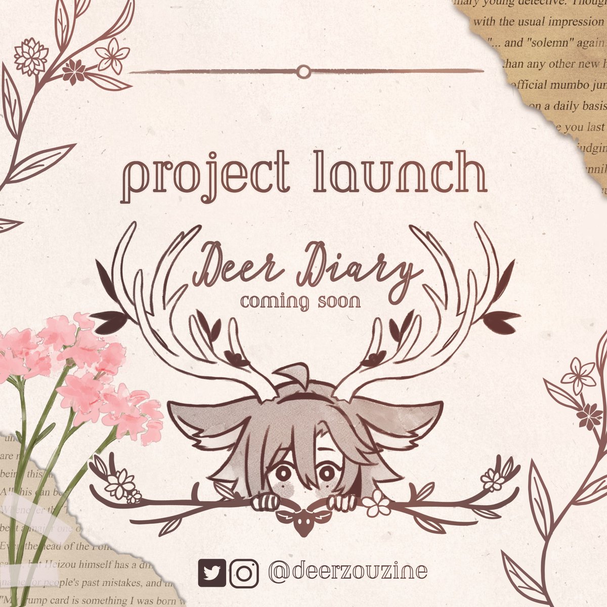 🍂 PROJECT LAUNCH 🍂 Introducing Deer Diary, a fanzine centered around Shikanoin Heizou, brought to you by dedicated travelers fawning over our 'deerest' anemo boy! Interest check coming soon!