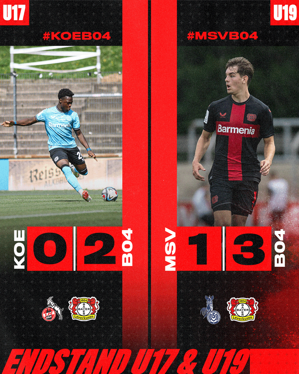 Erfolgreiches Wochenende für den #Werkself-Nachwuchs. Wir sind stolz auf eure Leistungen, Jungs! 👏 #Bayer04U19 | #Bayer04U17 | #Bayer04