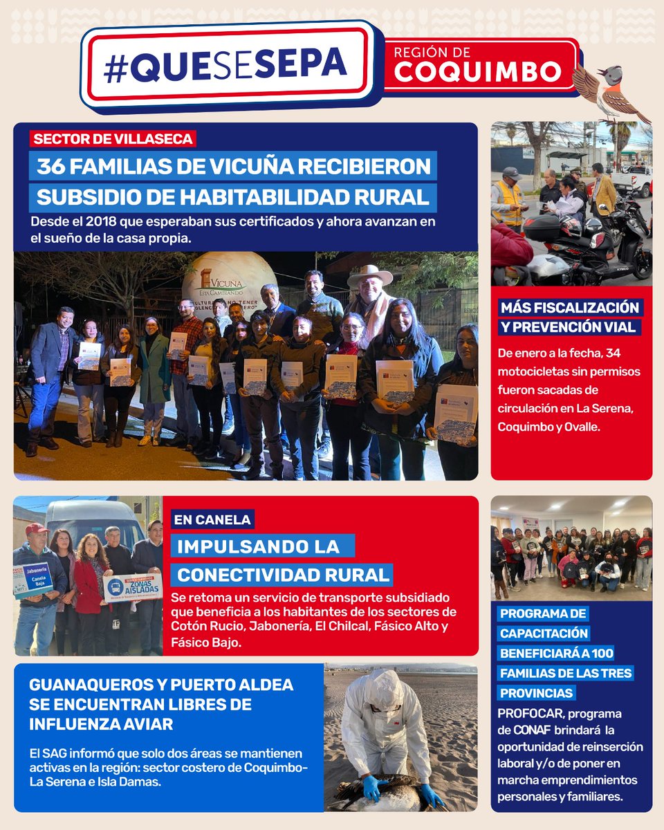 DPRCoquimbo's tweet photo. 🇨🇱 Avances que transforman vidas en la región de #Coquimbo 🏠🚌 Con más viviendas dignas, conectividad rural mejorada, capacitación para el progreso de las familias y seguridad pública que fortalece la paz en nuestras calles. #PresentesPorUnMejorFuturo https://t.co/vwY6lsdGES