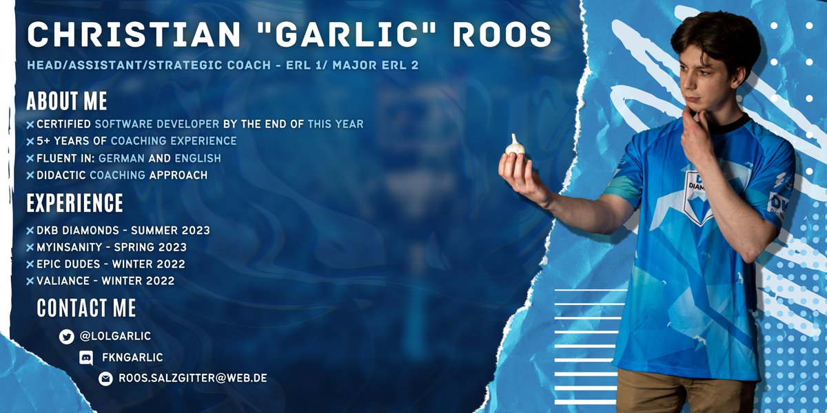 Whilst still in talks and working together with @DKBDiamonds, I'm allowed to explore my options for 2024.
Because I'm finishing my studies this year I'm mainly looking for Fulltime Offers as Coach in any ERL but I'm willing to hear about all intresting projects.