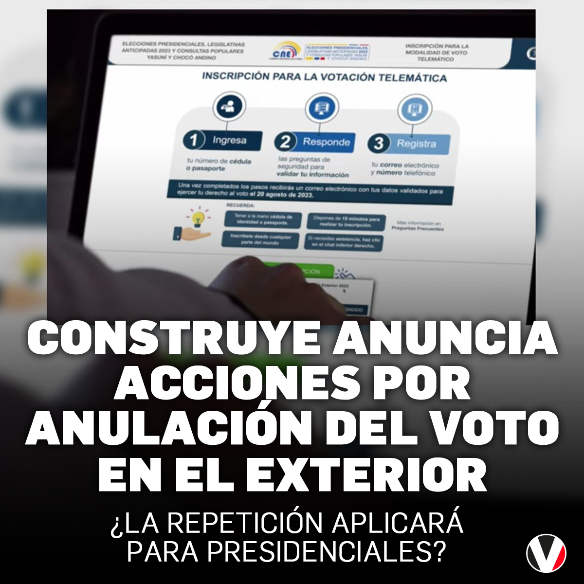 revistavistazo's tweet image. #LoMásLeído | Movimiento Construye dice que interpondrá acciones nacionales e internacionales por la anulación del voto en el exterior. Califica la decisión como una "afectación a la democracia". ▶️ rb.gy/zlebj
