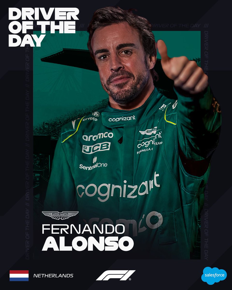 P2 for @alo_oficial! 🥈👍 The @AstonMartinF1 driver is your #F1DriverOfTheDay #DutchGP @salesforce