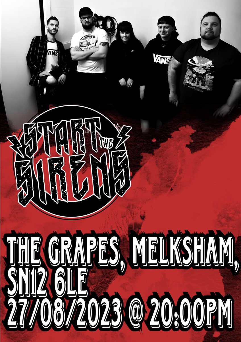 “TONIGHT’s THE NIGHT” MELKSHAM we”re coming to you live at The Grapes so come along and celebrate with us this Bank Holiday Weekend. Show starts at 8pm and its FREE ENTRY!
#livemusic #wiltshire #melksham #STSfamily #August #Wiltshiremusicscene #gigguide