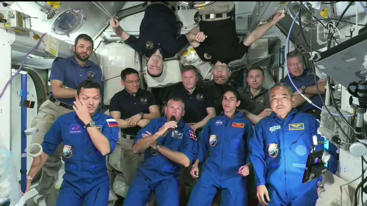SpaceflightNow's tweet photo. With the arrival of the Crew 7 team, there are five nations represented aboard the space station: the United States, Russia, United Arab Emirates, Denmark and Japan: https://t.co/BJLtSk3Zgu https://t.co/ve4BUa5qBz