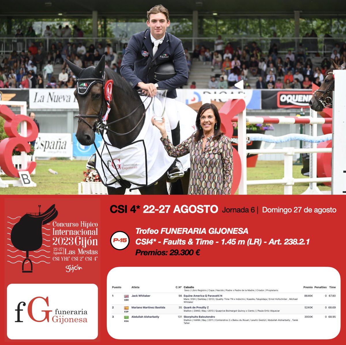 Jack Whitaker vence en la prueba vespertina.
gijonhorsejumping.es/smith-consigue…