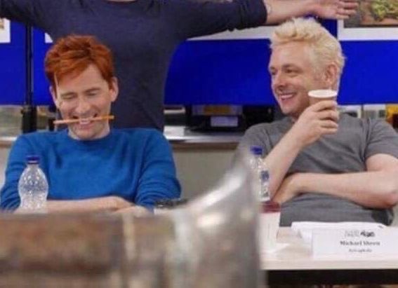 chaoticmulaney's tweet image. 2017 good omens table reads you will always be famous (and i will never be sane again)