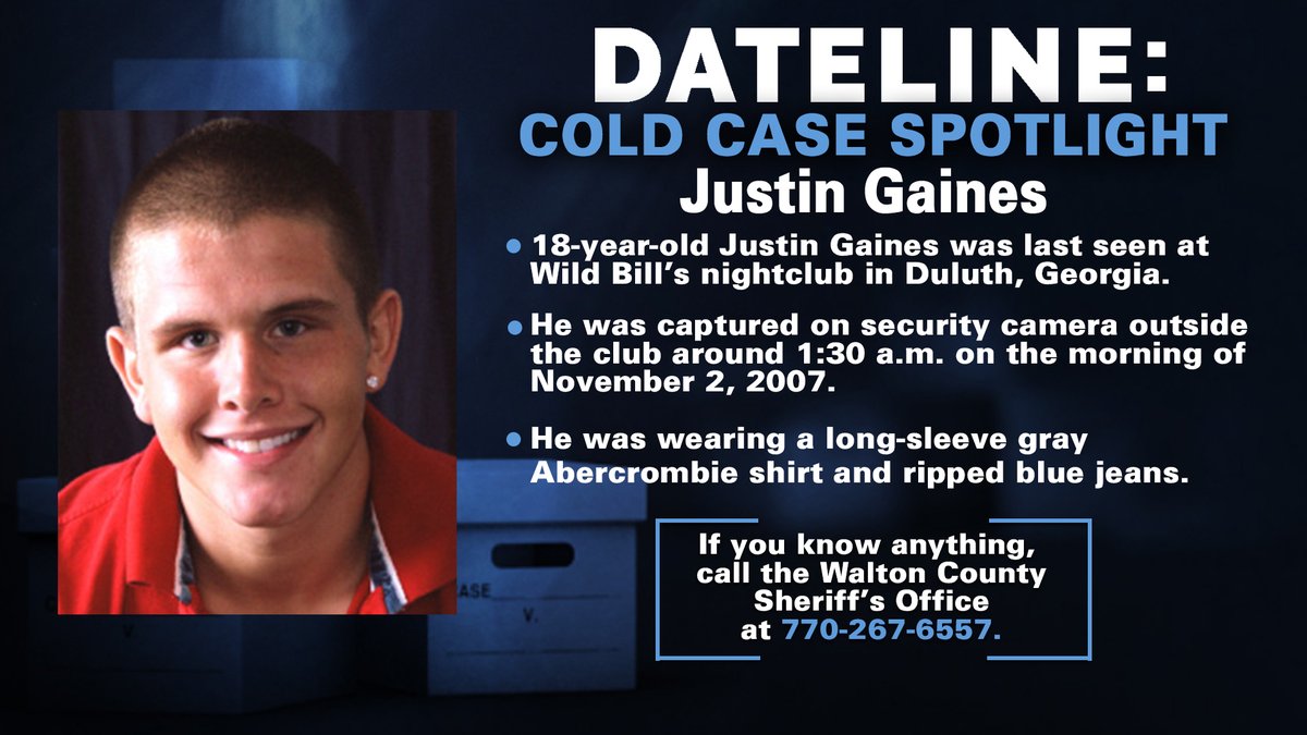 DatelineNBC's tweet photo. “In my mom heart, I just knew that something wasn’t right,” Erika Wilson said of her son Justin Gaines’s disappearance. He was last seen in November 2007 at a club in Duluth, Georgia. Can you help solve Justin’s case? #Dateline 
https://t.co/32ljeWheww https://t.co/G1ImtdIuc8