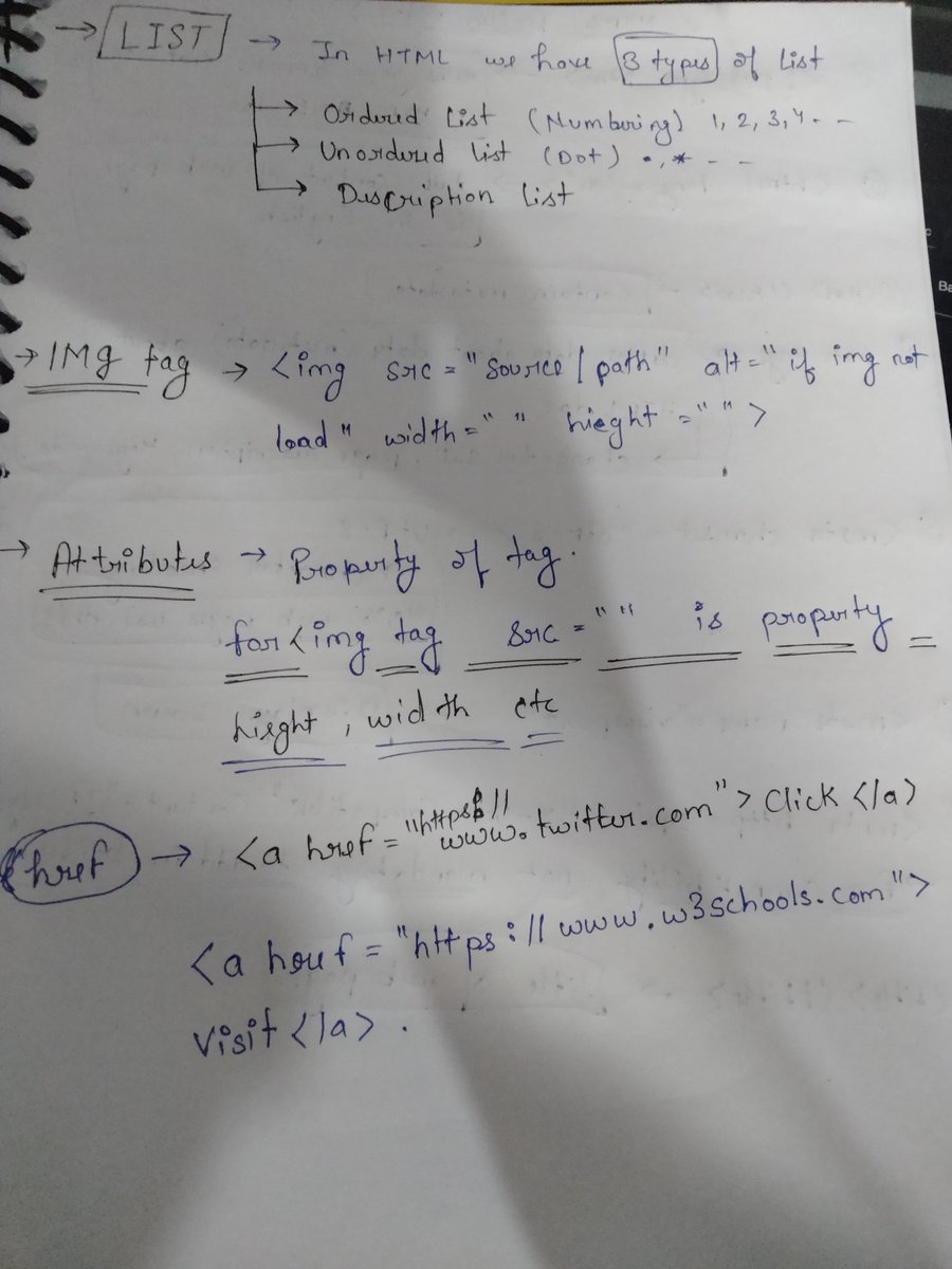 Krishna7451's tweet image. Day 1 of Development (MERN)
#100DaysOfCode
Today I learned about the following things:
HTML
--> most of the tags
-->attributes
-->elements
--> about boiler plate (html)
Basic but wait we will rise the bar 😉
✌️✌️