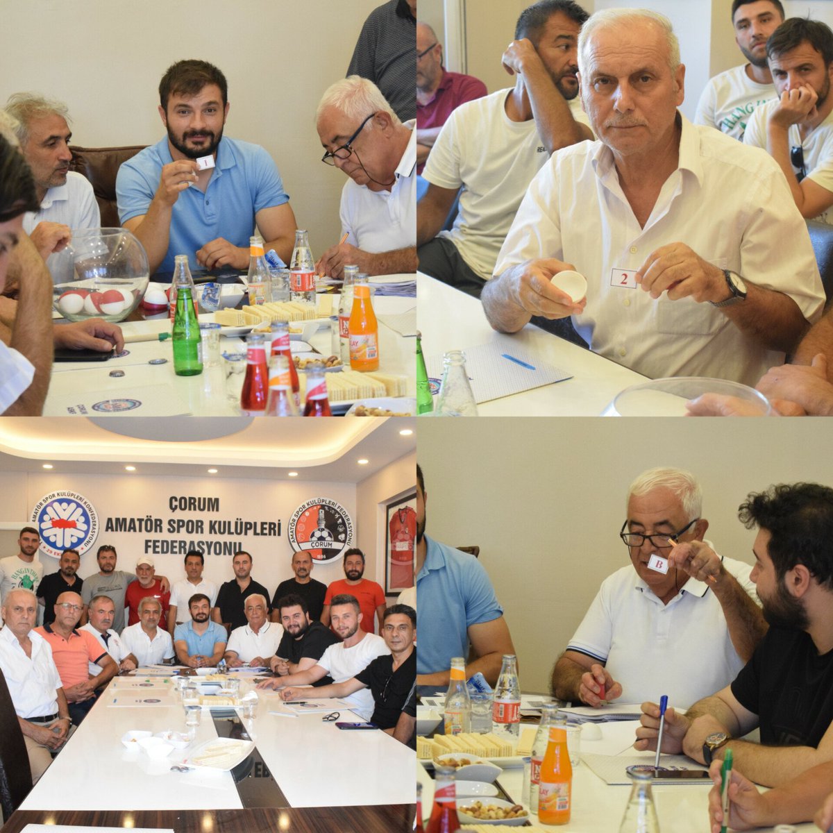 AmatorCorum's tweet photo. Beltaş Aş 1.Amatör Kümenin Teknik Toplantısını ve Kura Çekimini Federasyon Binamızda Federasyon başkanımız Ferhat ARICI Futbol il Temsilcisi Engin AYAN TÜFAD Başkanı Yasin AKSOY beyfendi  ve Antrenörlerimizin Katılımı ile Gerçekleştirdik. Hayırlara vesile olmasını diliyoruz. https://t.co/D4rhNds1tv