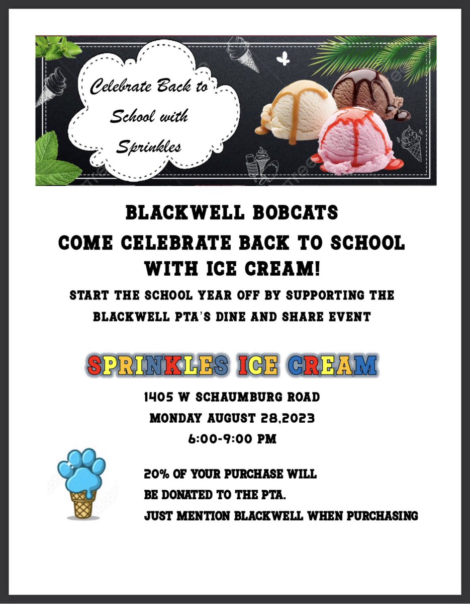 Happy Sunday! 🐾 Trying to plan your week? What better way to start the second week of school than with ice cream! 🍦