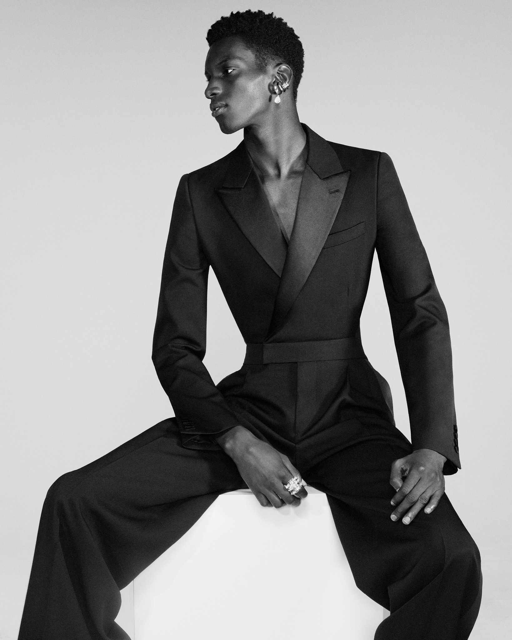 ワンピース Alexander McQueen Tuxedo Chemisier Dress 718465-QJAC7_ALEXANDER-MCQUEEN