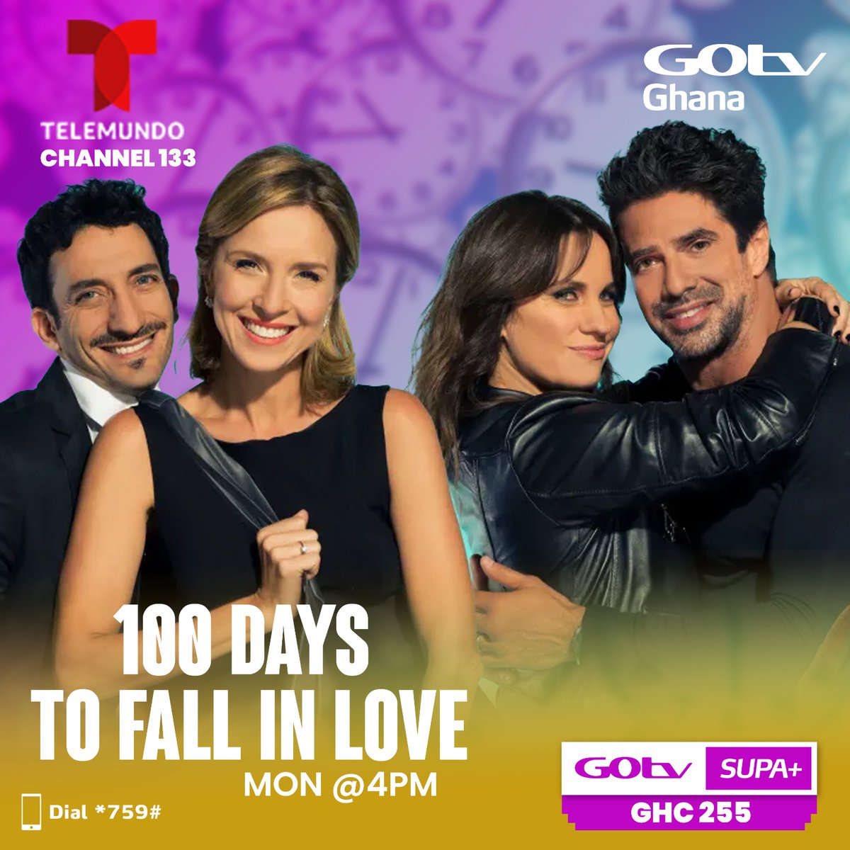 GOtv_Ghana's tweet photo. What do you do if you have #100daystofallinlove?
Catch this telenovela on #Telemundo on #GOtvGhana.
Don't forget to stay connected by dialling *759# https://t.co/p8oOTXpIZN