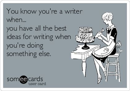 RWoodsFiction's tweet photo. You know you are a writer when...

you have all the best ideas for writing when you're doing something else.

The struggle is real. 🤓 

#writerslife #writingcommunity #asmsg https://t.co/MazsJYo8oP