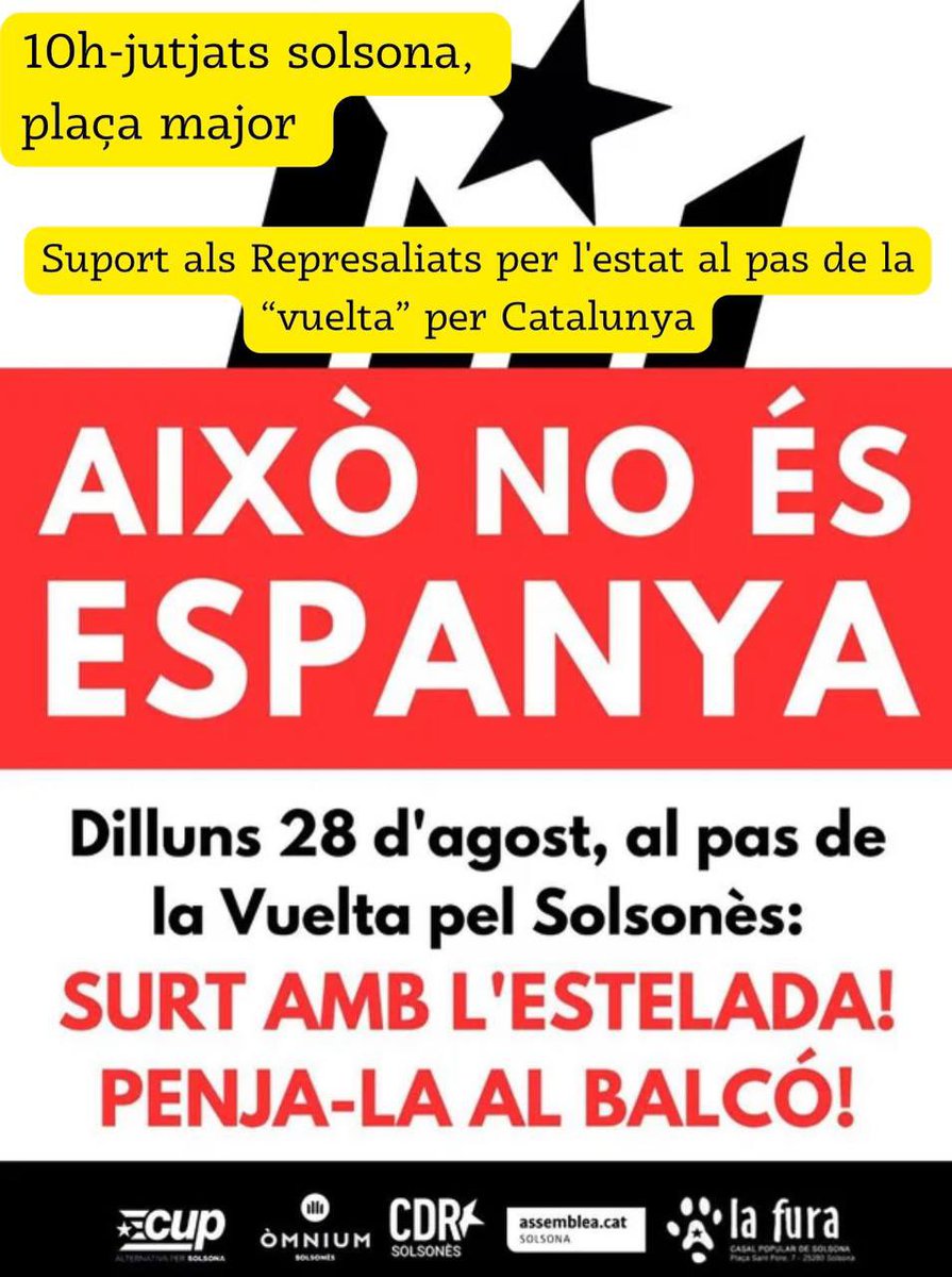 ⚠️ Els quatre independentistes continuaran un dia més, una nit més, lluny de casa, en mans de la Policia Nacional espanyola.

👥 Demà, a les 10h els esperarem davant dels jutjats de #Solsona amb els companys de <a href="/PigotGs/">gs_pigot</a> ✊🏼

#AixoNoEsEspanya❗