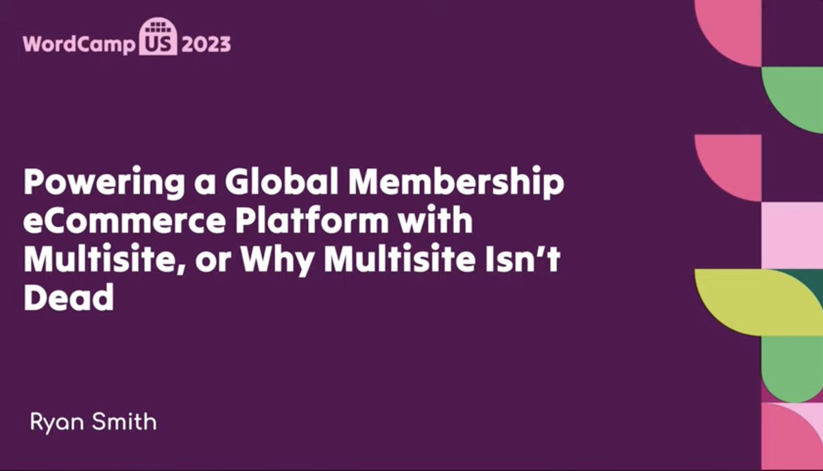 CONVERSATE: In case you missed @blackpresswp member Ryan Smith's presentation, Powering a Global Membership eCommerce Platform with Multisite.' Here's the recording on WordPress' YouTube channel. WordPress.tv.https://t.co/R9mDVQNkh8 #WCUS