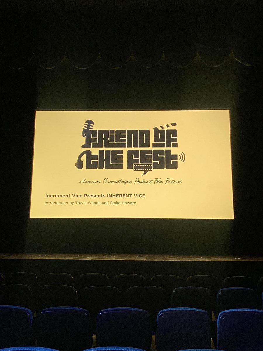 aHeartOfGould's tweet photo. A massive thank you/shout from the rooftops to the @Am_Cinematheque for letting @IncrementVice throw an INHERENT VICE screening last night, and to the sold out crowd who came and made it a party. 

Now make sure and see the rest of the fest!: 

https://t.co/SffawtC3Zj https://t.co/kmKD0OfCZz