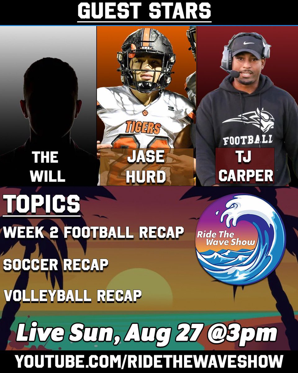 ridethewave2023's tweet photo. Don’t forget to tune into our live show today at 3pm! 

We start with @JaseHurd talking about his ELECTRIC performance on Friday

Then we have @VintonCountyFB head football coach TJ Carper coming on to talk about their first dub of the season

And we end it with The Will gracing us with his presence and dropping us some knowledge!

#ridethewaveshow