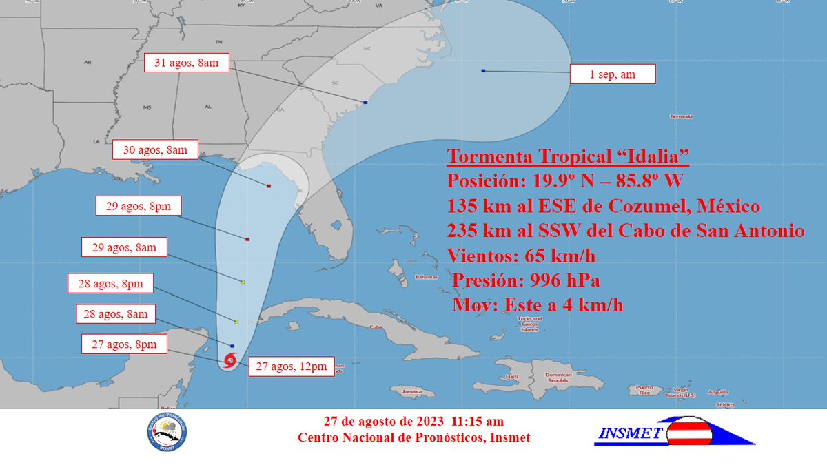AVISO DE CICLÓN TROPICAL No. 4.

TORMENTA TROPICAL IDALIA. 
insmet.cu/asp/genesis.as…