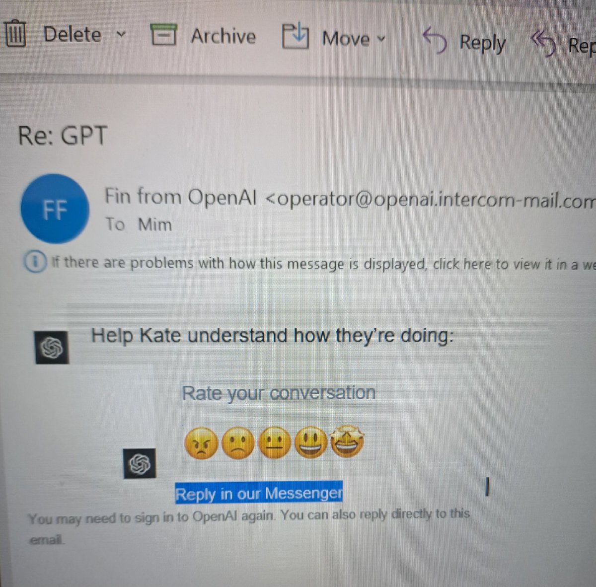 Ooooh looks like <a href="/intercom/">Intercom</a>'s Fin is now powering <a href="/OpenAI/">OpenAI</a> chatbot. 

👏🏻👏🏻👏🏻 <a href="/eoghan/">Eoghan McCabe</a> <a href="/destraynor/">Des Traynor</a> - hopefully this will reduce their customer service backlog.