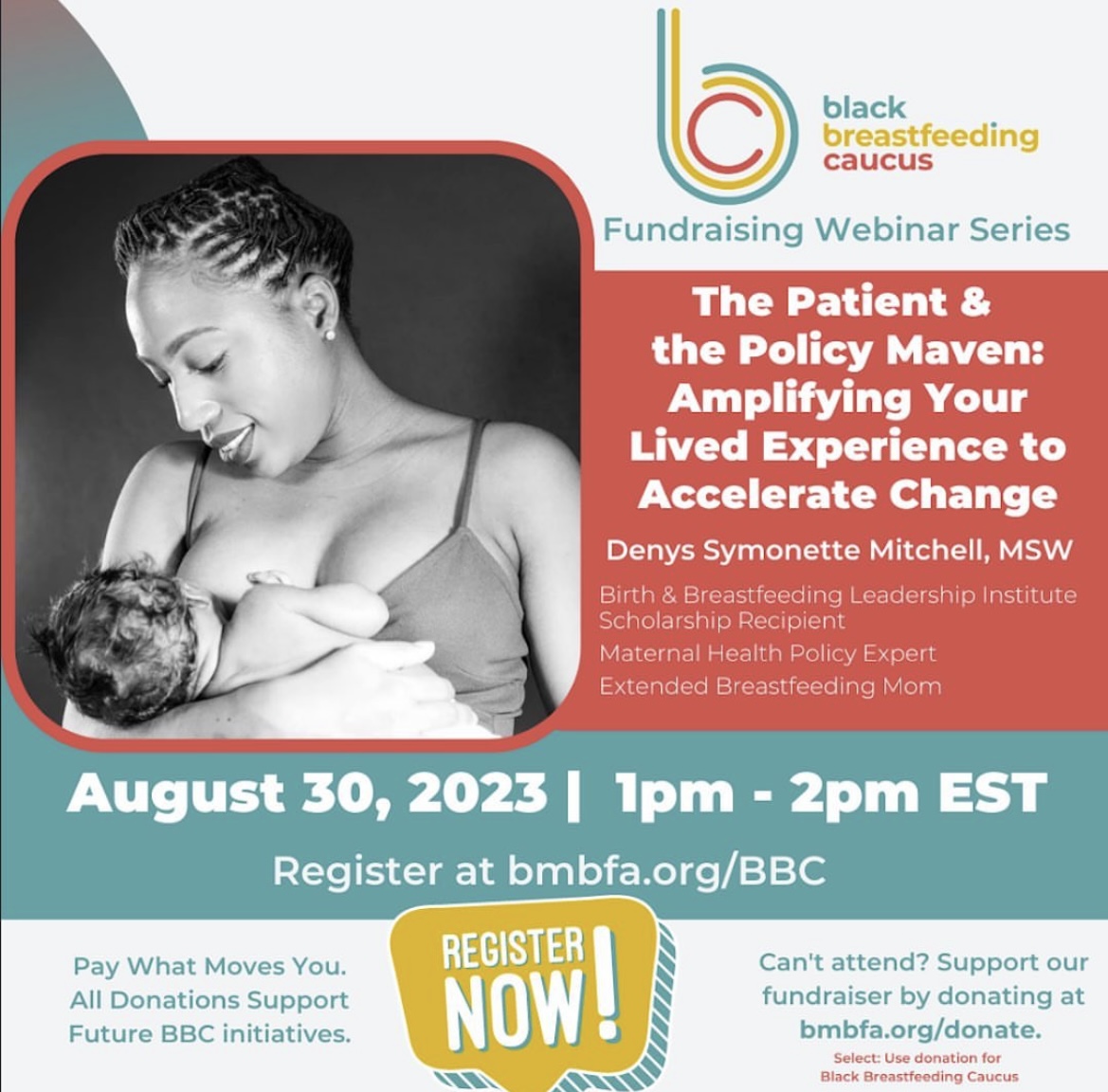 📣 Repost <a href="/BlkBfingWeek/">Blk Bfing Week</a> : "SAVE THE DATE !! There is still time to register!!"

Register now at: bmbfa.org/BBC/
#BBW23 #BlackBreastfeedingWeek2023 #WeOutside