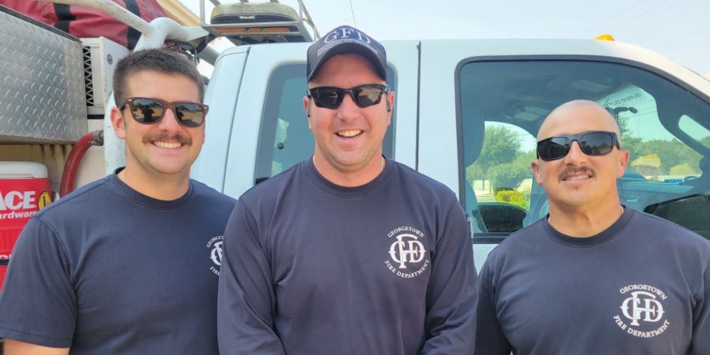 GeorgetownTXFD's tweet photo. Sending our Georgetown Firefighters to Burkburnett to provide assistance with fires as part of the Texas Intrastate Fire Mutual Aid System (TIFMAS) deployment. Stay safe and thank you for your dedication! 🙌🔥#GeorgetownFirefighters #TIFMAS #FirefightersInAction https://t.co/asvWg3u1s7