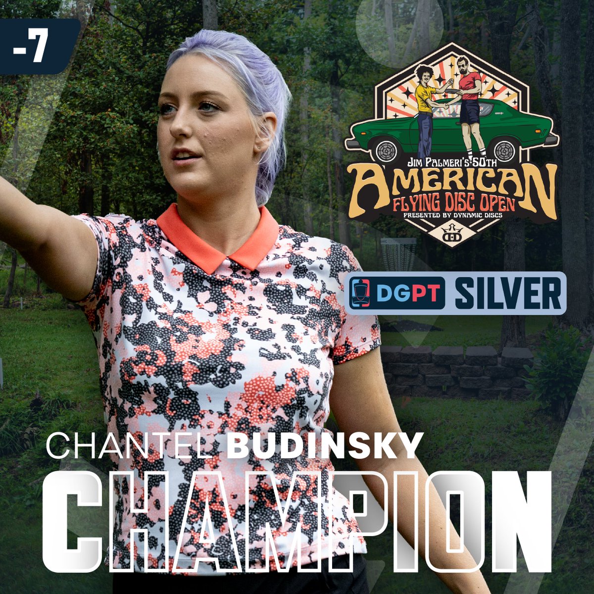 DiscGolfProTour's tweet photo. With her first DGPT victory, Chantel Budinsky is your Jim Palmeri's 50th American Flying Disc Open presented by @DynamicDiscs FPO Champion! 🏆 https://t.co/aYIy7cJ62W