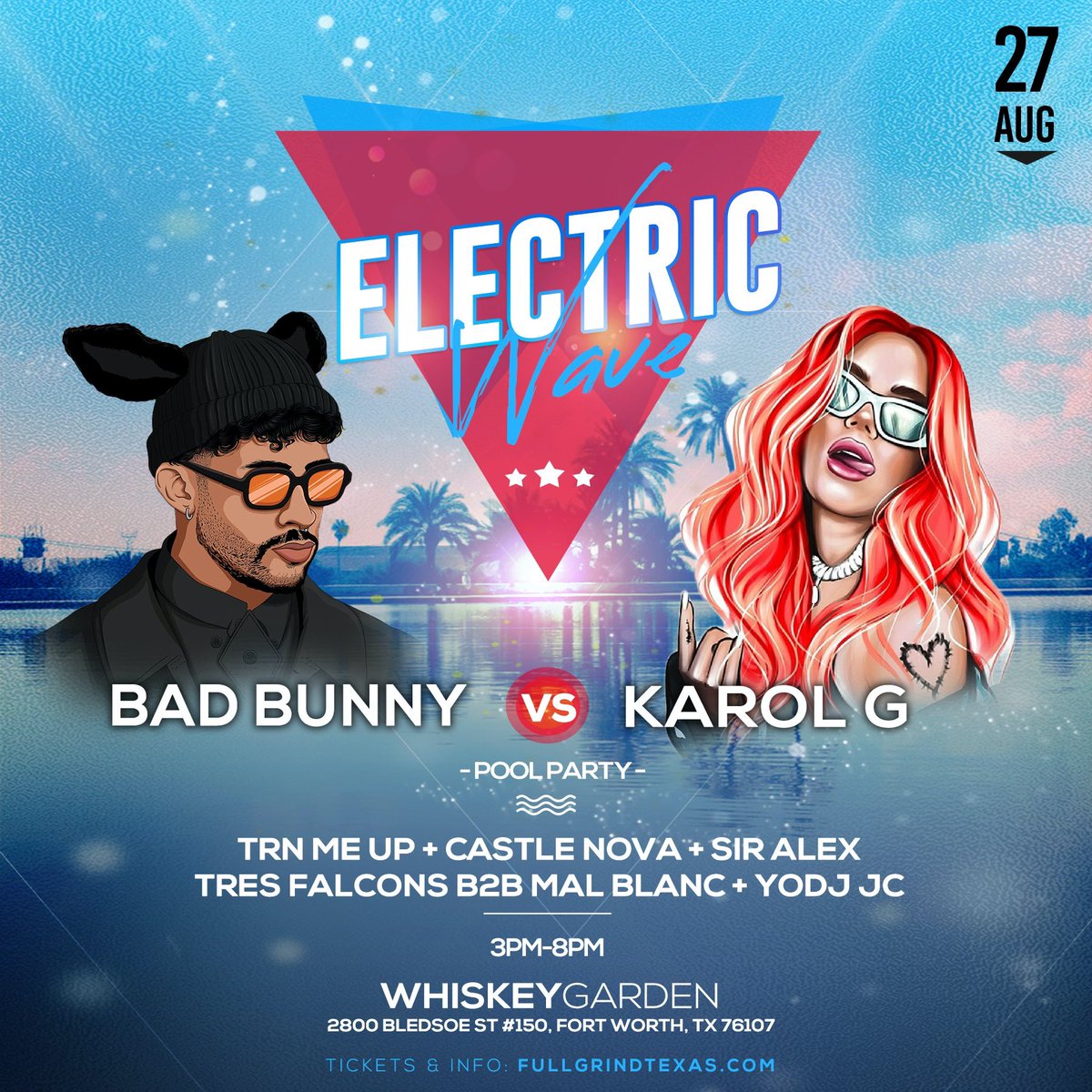ElectricWaveTX's tweet photo. Pool Party Ready! 😎☀️💦🏝️
See y’all today from 3-8pm at Whiskey Garden in Fort Worth! 

Tickets: https://t.co/Sr1M4SfMRK https://t.co/eWYfXItMni