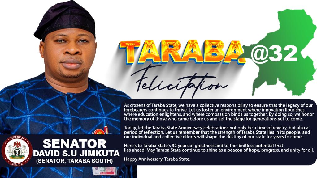 davidsujimkuta's tweet photo. Here's to Taraba State's 32 years of greatness and the limitless potential that lies ahead. May Taraba State continue to shine as a beacon of hope, progress and unity for all.
Happy 32nd Anniversary to Taraba State. 5/5
#TarabaAt32 #LongLiveTaraba https://t.co/48rbbDkSsQ