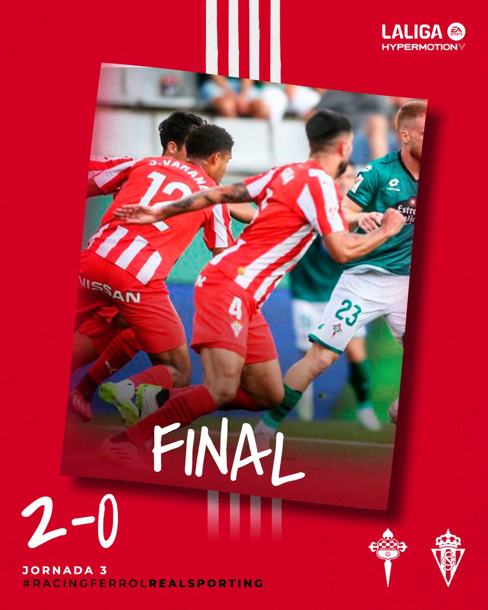 ⌛ Final | 2-0 |

Concluye el encuentro en A Malata. 

#RacingFerrolRealSporting 
#LALIGAHYPERMOTION