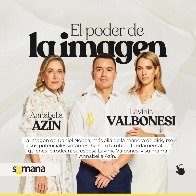 Expresoec's tweet photo. #SEMANA | En redes se habla de la similitud de Lavinia con la estética que manejó su suegra en tiempos de campaña. ¿Cómo esto aporta al candidato Daniel Noboa? Expertos en imagen y consultores políticos las ponen bajo la lupa,