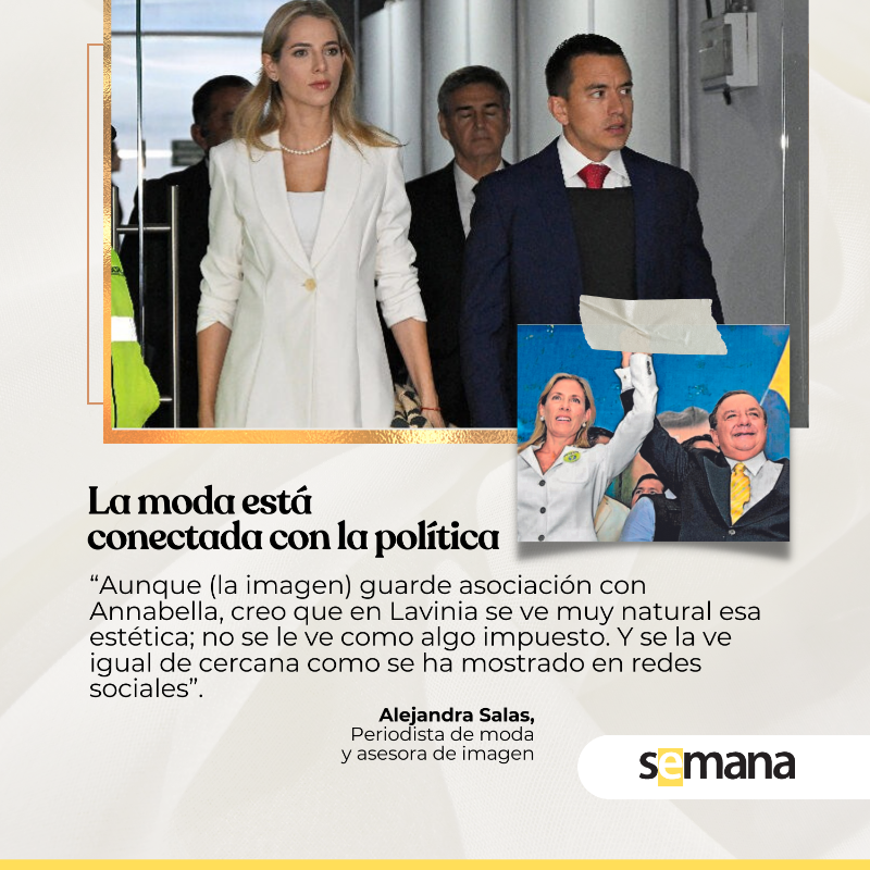 Expresoec's tweet photo. #SEMANA | En redes se habla de la similitud de Lavinia con la estética que manejó su suegra en tiempos de campaña. ¿Cómo esto aporta al candidato Daniel Noboa? Expertos en imagen y consultores políticos las ponen bajo la lupa,