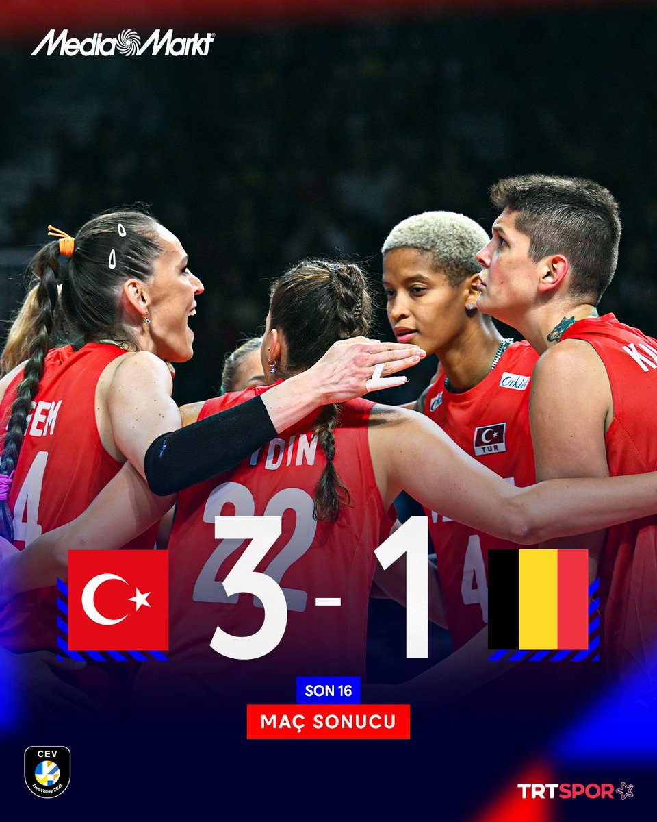 🇹🇷 ÇEYREK FİNALDEYİZ!

🏐 Filenin Sultanları, CEV Avrupa Voleybol Şampiyonası son 16 turunda ev sahibi 🇧🇪Belçika'yı 3-1 yendi ve çeyrek finale yükseldi.

🆚 25-22, 16-25, 25-15 ve 32-30