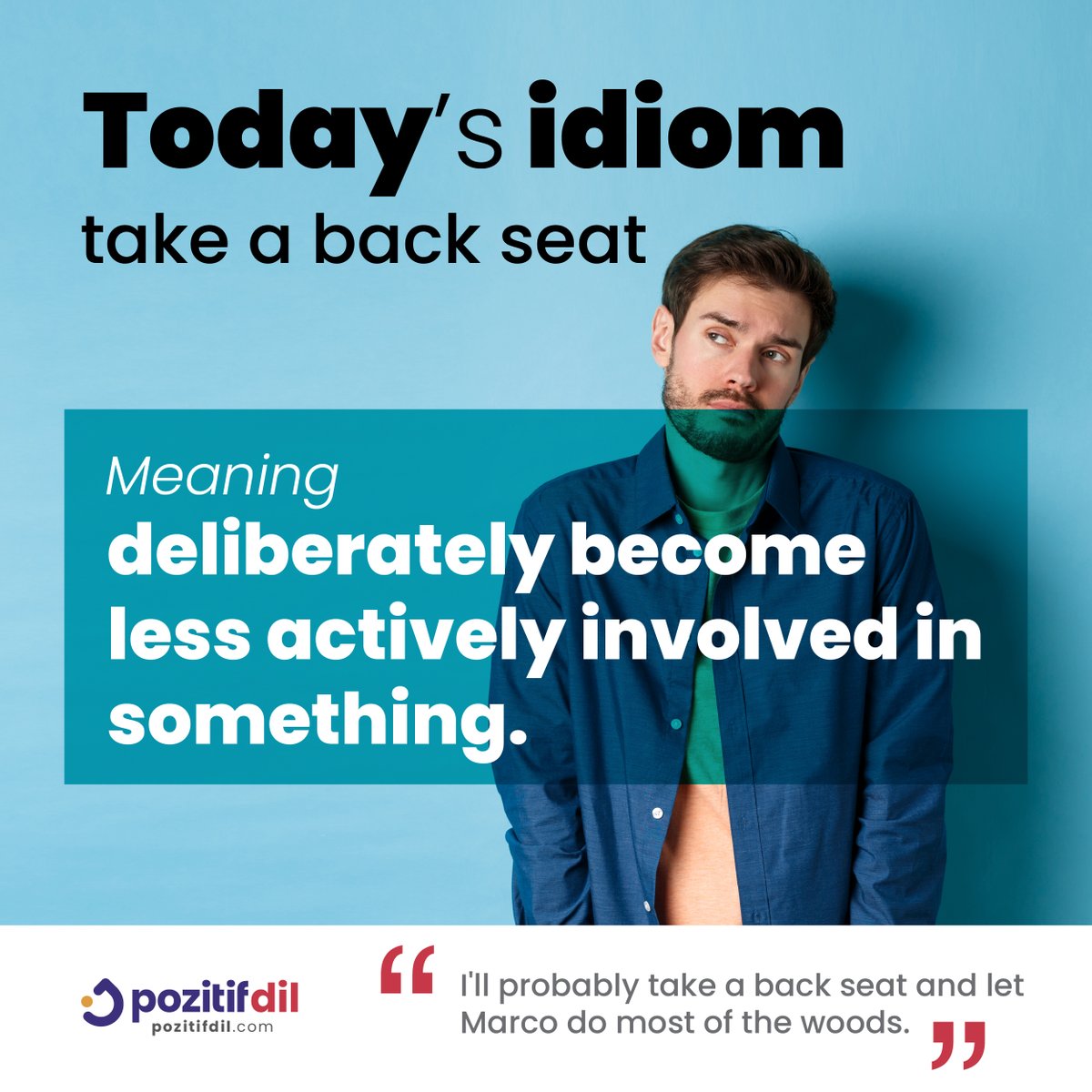 Hey dostlar! Bugün 'take a back seat' deyimini konuşmak istiyoruz. 🚗💨

Bu deyim, genellikle bir durumda ya da bir konuda geriye çekilmeyi veya daha az etkin olmayı ifade eder.👁️🧐

#ingilizceöğreniyorum #dilgeliştirme #ingilizcepratik #idiom #yabancıdil #pozitifdil