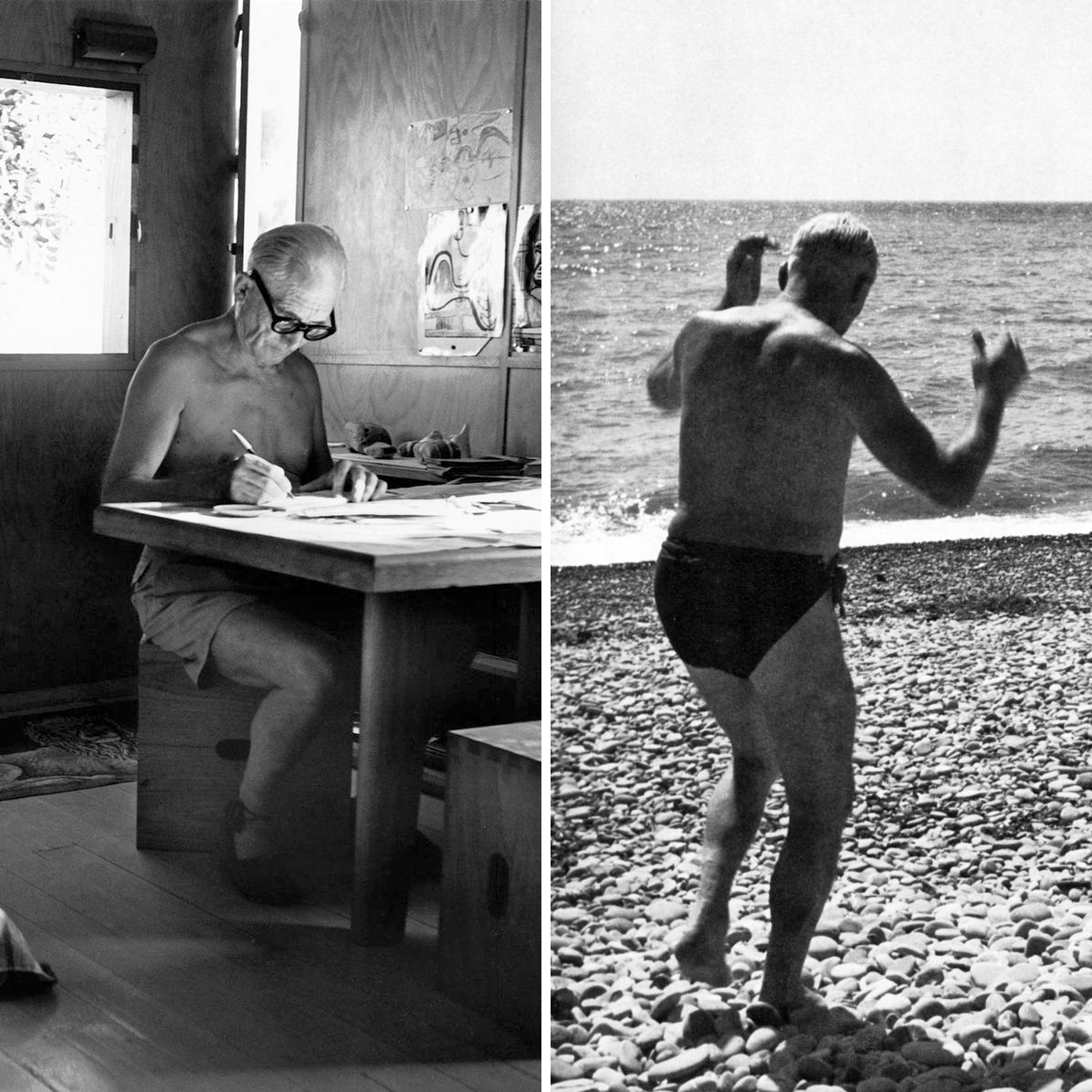 efemarq's tweet photo. #Taldiacomavui de 1965, a mig matí i mentre nedava en una platja de la Costa d'Atzur, el cos de Le Corbusier digué prou. El pare de l'arquitectura moderna morí on volia: dins la Mar Mediterrània. "Res és transmissible, excepte el pensament", deia l'últim text que escrigué. Fil 🌊 https://t.co/0Uo7GiY3pX