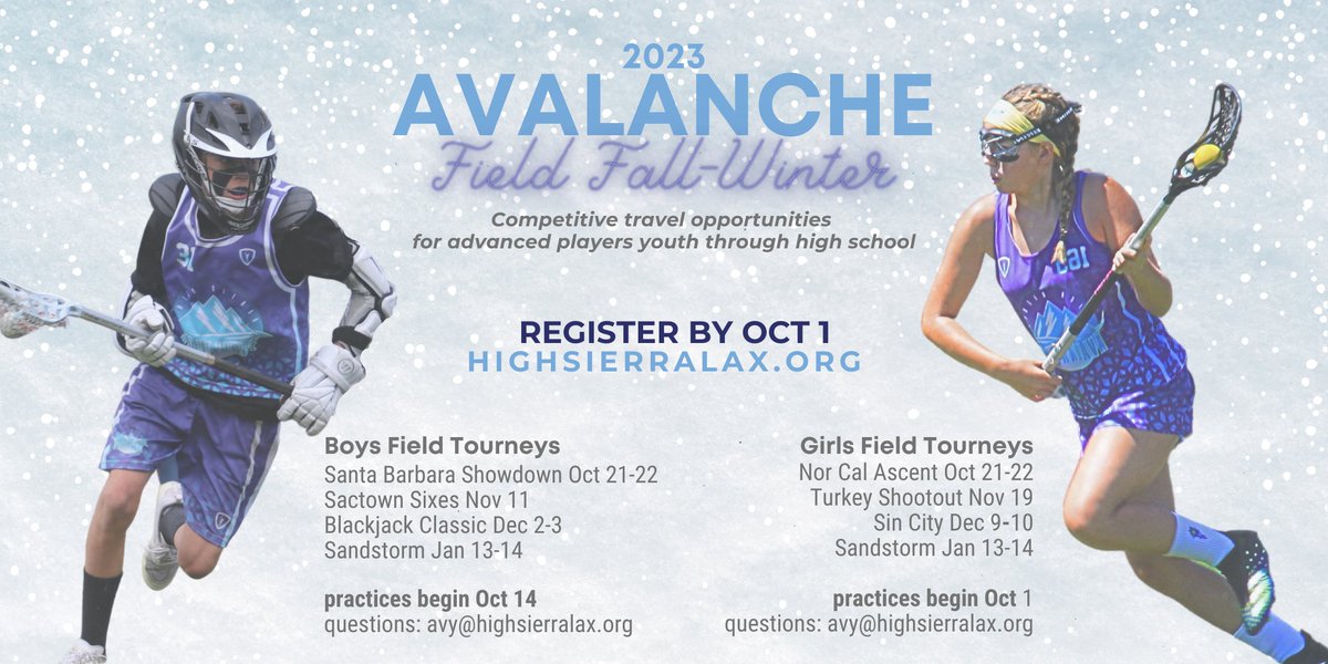 Getting ready to roll for fall and winter tournaments! highsierralax.org