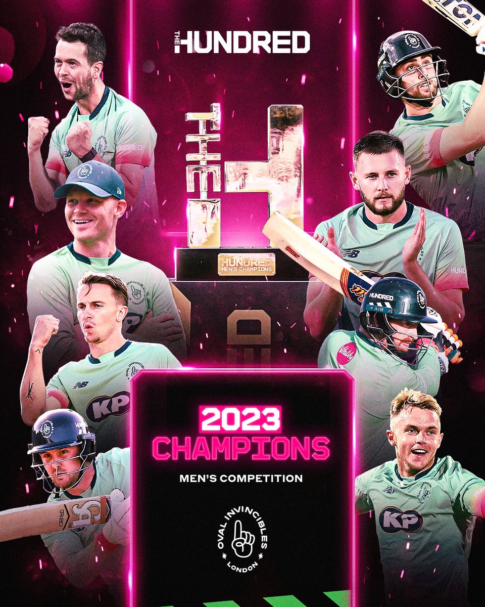 thehundred's tweet photo. Your 2023 menโs championsโฆ
๐ OVAL INVINCIBLES ๐
#TheHundred https://t.co/gCsVZvm5NA