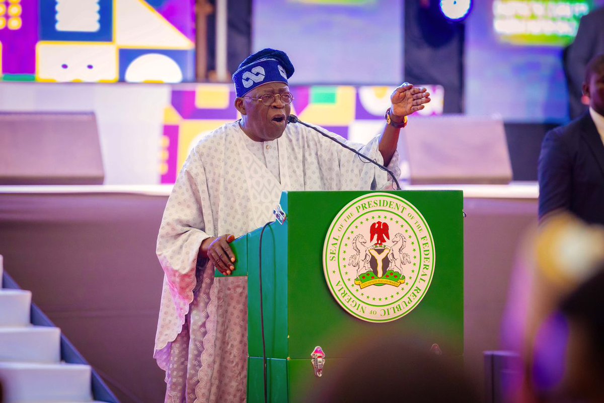 NTANewsNow's tweet photo. POVERTY ERADICATION AND INVESTMENT PROMOTION FOR WEALTH CREATION DEPEND ON JUSTICE REFORM, PRESIDENT TINUBU DECLARES AT NBA CONFERENCE 

Emphasizes that world-class remuneration for legal professionals can sanitize the Judiciary for a prosperous Nigeria. 

President Bola Tinubu has declared that Nigeria will not sustain a failed economic theory that sees to the wastage of 90% of its scarce revenue in the servicing of external debts amid many development challenges facing the country.

The President made the statement on Sunday in Abuja while declaring open the Annual Conference of the Nigerian Bar Association at the Velodrome, Chief MKO Abiola Stadium, Abuja. 

While energizing the gathering of 16,190 lawyers in attendance with an extemporaneous speech, President Tinubu stated that the prosperity Nigerians require will only occur once poverty is banished from the society with the focused cooperation of Nigeria's private sector leaders, many of whom were present at the opening.