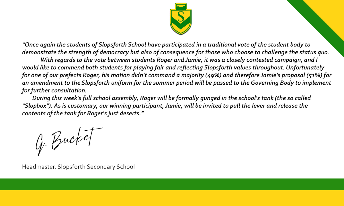 slopsforth's tweet photo. A statement from our Headmaster with regards to the vote.  Please feel free to comment your thoughts below as well. Thank you. https://t.co/kVu3EKViiY